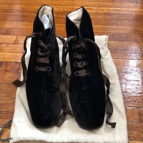 Sold Vero Cuoio vintage velvet boots - Picture 2 of 5